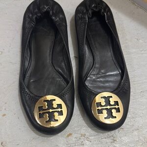 Tory Burch Black Leather Ballet Flats